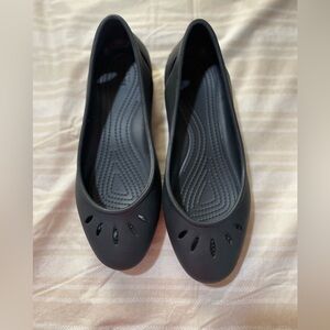 Black Croc Flats